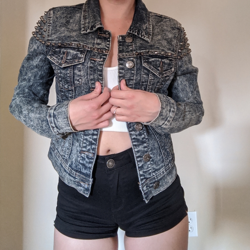Studded Light Wash Denim Jacket